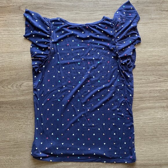 Carter's Kid Heart Print Flutter Sleeve Soft Stretch Knit Top Size 14 - Picture 3 of 3